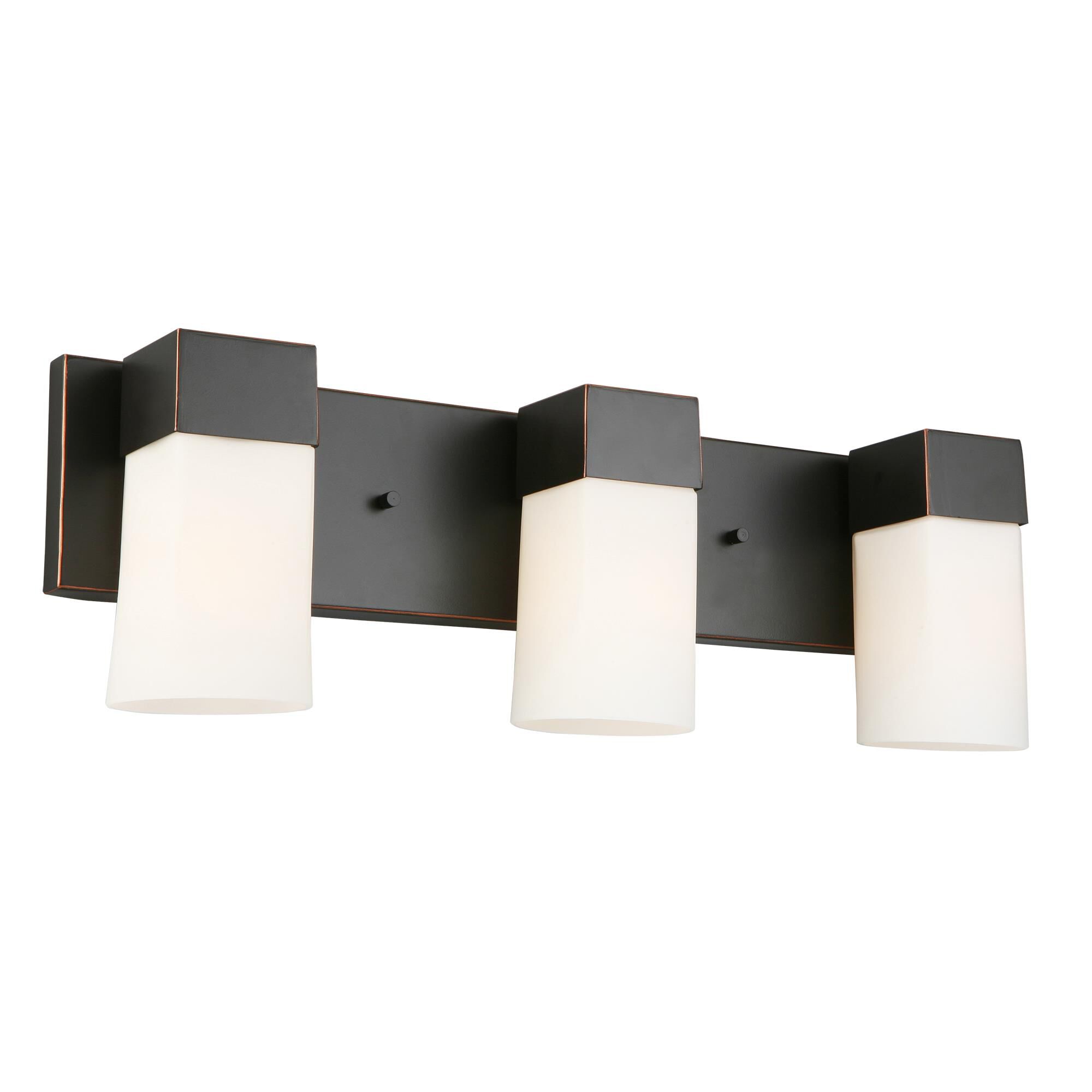 Shown in Oil Rubbed Bronze finish and Frosted glass and Square - Rectangle accent